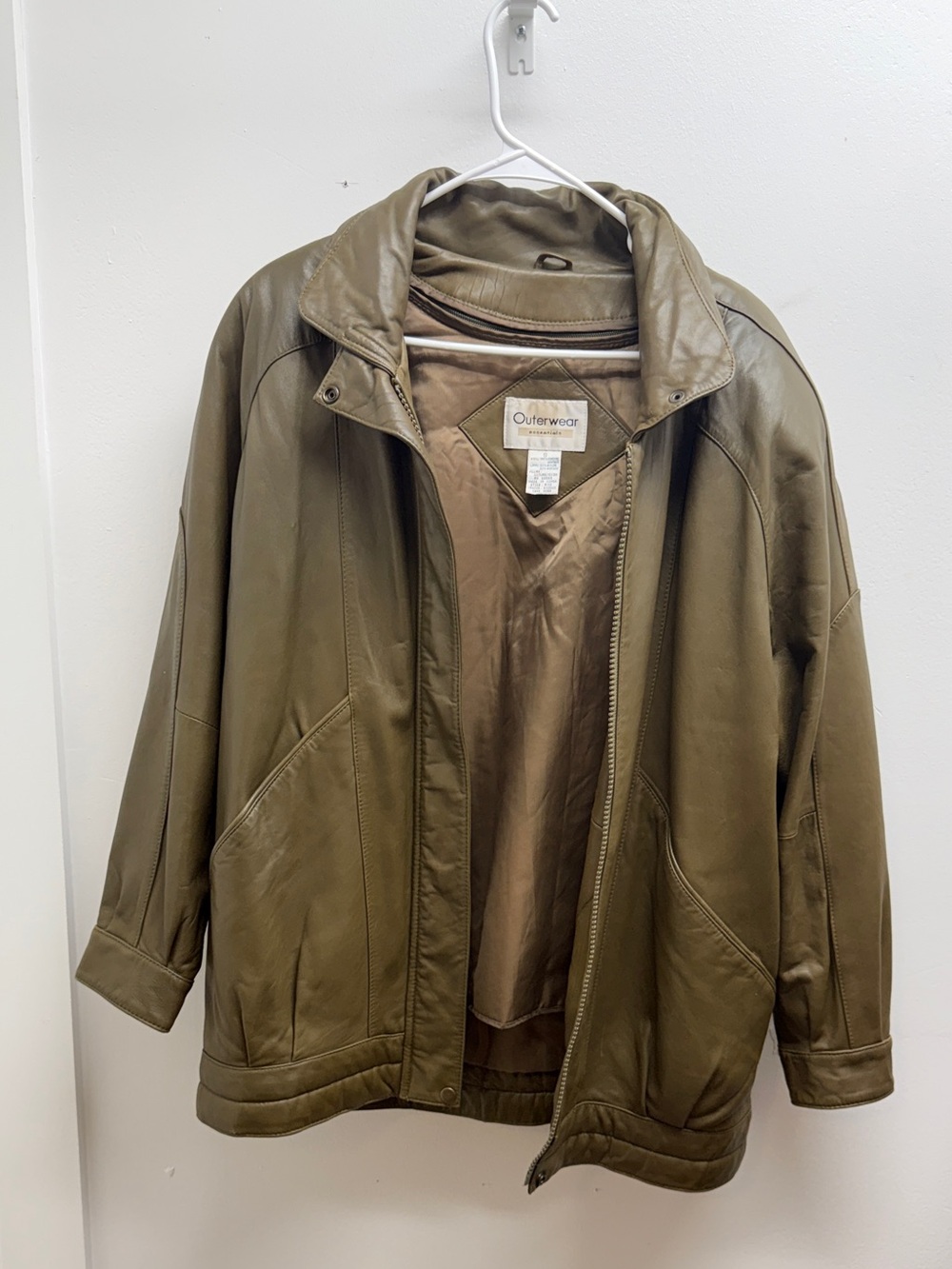 Outerwear essentials Olive Green Leather Jacket - Men’s